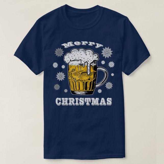 Merry Christmas Beer Snowflake T-Shirt (Design Front)