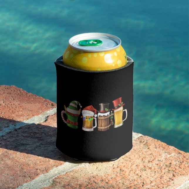 Merry Christmas Beers Drinking Santa Beer Lover  Can Cooler (In Situ Pool)