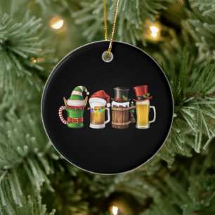 Merry Christmas Beers Drinking Santa Beer Lover Ceramic Tree Decoration