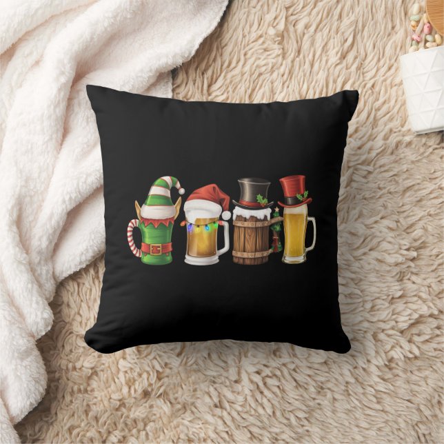 Merry Christmas Beers Drinking Santa Beer Lover  Cushion (Blanket)