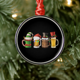 Merry Christmas Beers Drinking Santa Beer Lover  Metal Tree Decoration