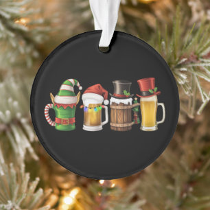 Merry Christmas Beers Drinking Santa Beer Lover  Ornament
