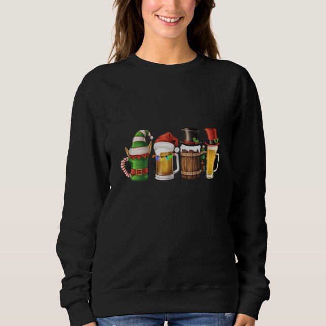 Merry Christmas Beers Drinking Santa Beer Lover  Sweatshirt (Front)