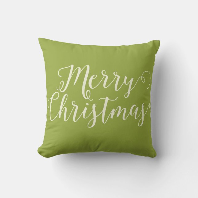 Merry Christmas Beige Christmas Cushion (Front)