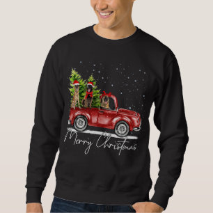 Merry Christmas Belgian Malinois Santa Red Truck X Sweatshirt