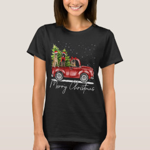 Merry Christmas Belgian Malinois Santa Red Truck X T-Shirt