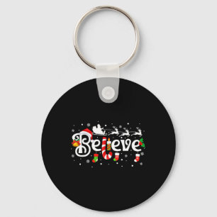 Merry Christmas Believe In Santa Claus Family Paja Key Ring