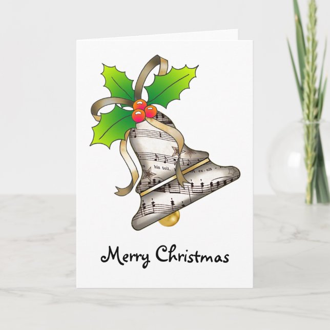 Merry Christmas Bell Holiday Card (Front)