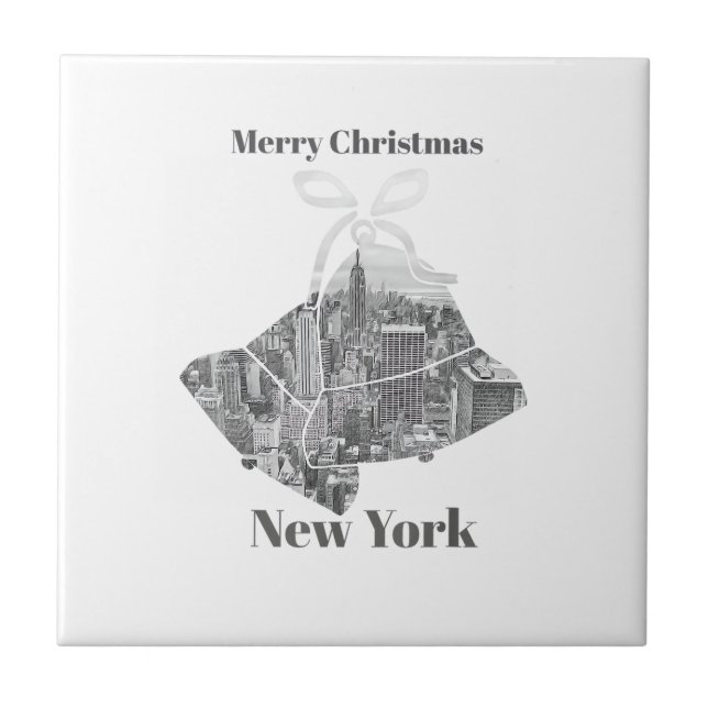 Merry Christmas Bell New York Tile (Front)