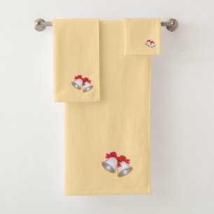 Merry Christmas Bells Cream Bath Towel Set