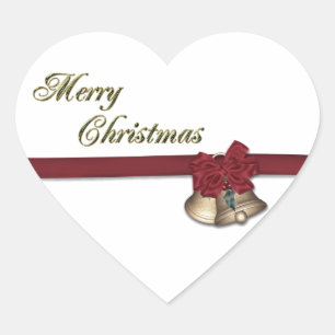 Merry Christmas Bells Heart Sticker