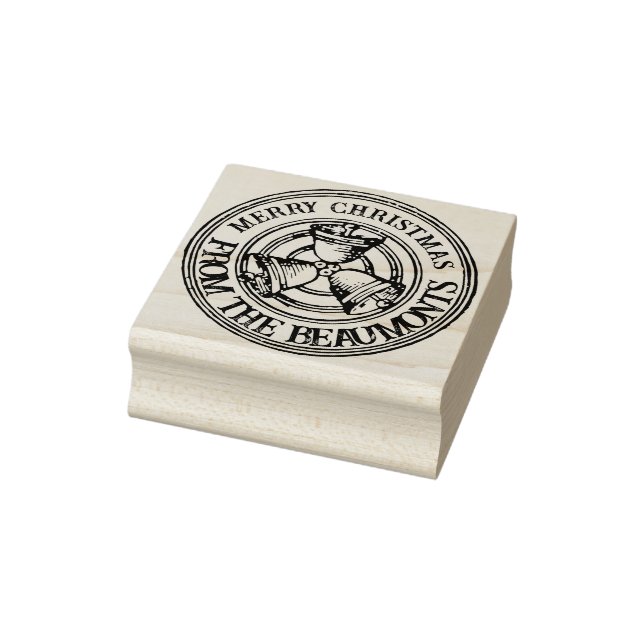 Merry Christmas Bells Personalised Holiday Gift Rubber Stamp (Stamp)