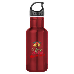 Merry Christmas – Bells & Santa Sleigh Design 532 Ml Water Bottle
