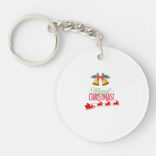 Merry Christmas – Bells & Santa Sleigh Design Key Ring