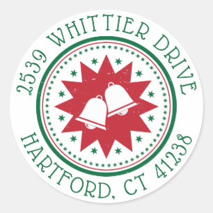 Merry Christmas   Bells & Stars Classic Round Sticker