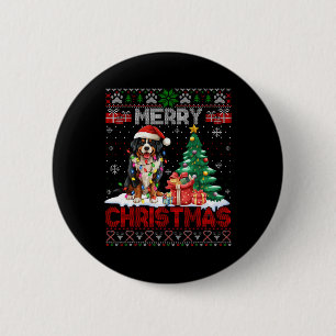 Merry Christmas Bernese Mountain Dog Lover Ugly Xm 6 Cm Round Badge