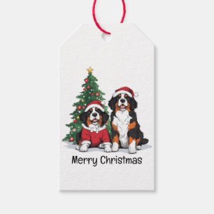 Merry Christmas Bernese Mountain Dogs Gift Tags