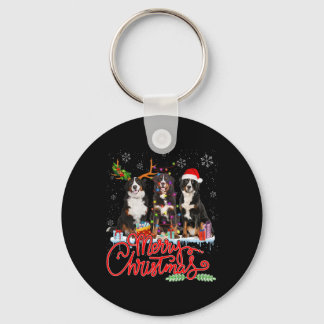 Merry Christmas Bernese Mountain Santa Reindeer Li Key Ring