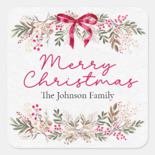 Merry Christmas Berries Gift Stickers
