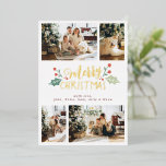 Merry Christmas Berry Foliage Family Photo Collage<br><div class="desc">Merry Christmas Berry Foliage Family Photo Collage Foil Holiday Card</div>