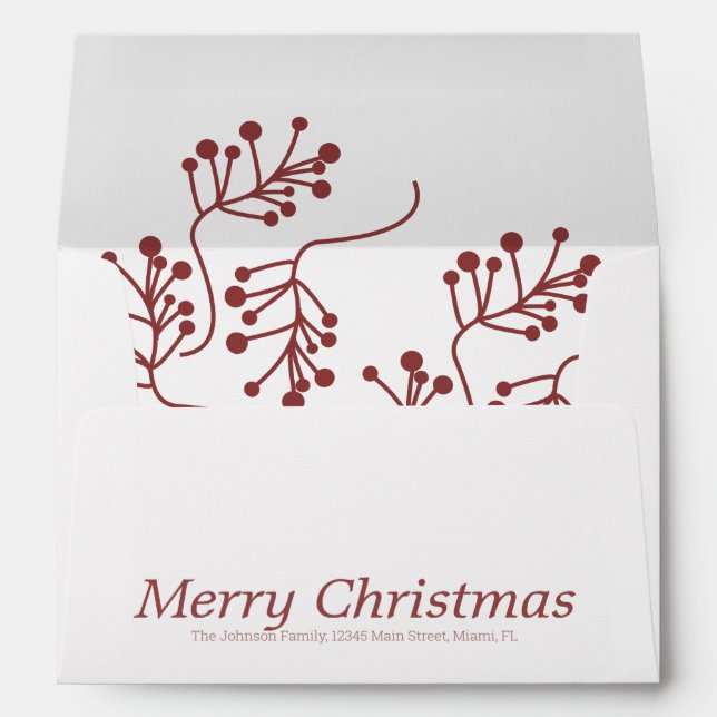 Merry Christmas Berry  Theme Holiday Envelope (Back (Bottom))