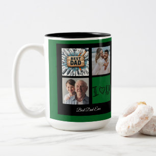 Merry Christmas Best Dad Ever Photo collage  Two-Tone Coffee Mug