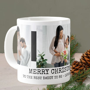 Merry Christmas Best Daddy to Be 3 Photo Black Large Coffee Mug