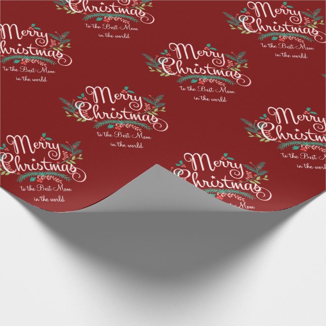 MERRY CHRISTMAS BEST MOM PERSONALIZED WRAPPING PAPER (Corner)