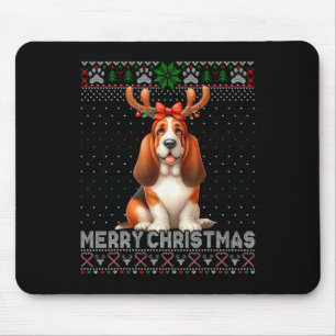 Merry Christmas Bet Hound Dog Lovers Ugly Xmas Swe Mouse Pad