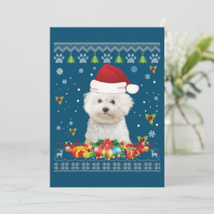 Merry Christmas Bichons Frise Dog Ugly Sweater Holiday Card