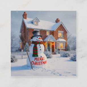 MERRY CHRISTMAS BIG SNOWMAN WINTER SCENE ENCLOSURE CARD