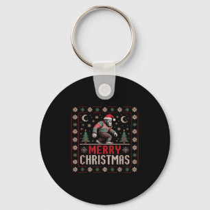 Merry Christmas Bigfoot Funny Ugly Sweater Art  Key Ring