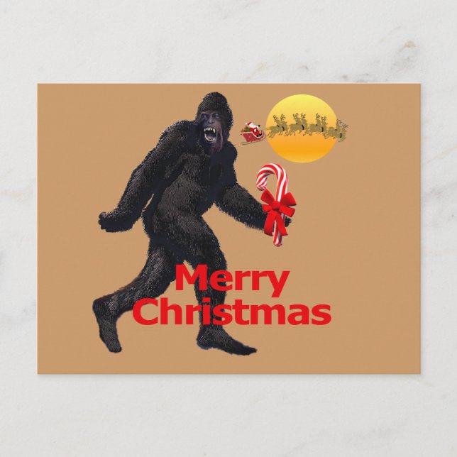 Merry Christmas Bigfoot Holiday Postcard (Front)