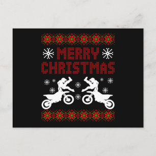Merry Christmas Biker Motocross Motorcycle Gift Postcard