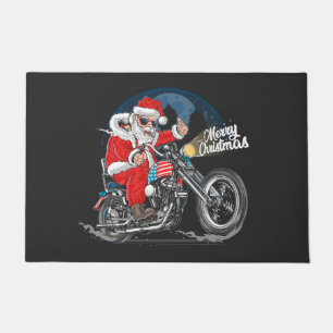 Merry Christmas Biker Santa Doormat