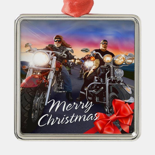 Merry Christmas Bikers 1 Ornament (Front)