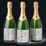 Merry Christmas Birch Trees and Red Cardinal Birds Sparkling Wine Label<br><div class="desc">This modern Christmas Sparkling Wine Label features hand-drawn birch trees with red Cardinal birds perched on branches in black ink,  against an elegant soft grey background. Personalise with your favourite Holiday greeting and your family name.</div>