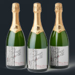 Merry Christmas Birch Trees and Red Cardinal Birds Sparkling Wine Label<br><div class="desc">This modern Christmas Sparkling Wine Label features hand-drawn birch trees with red Cardinal birds perched on branches in black ink,  against an elegant soft grey background. Personalise with your favourite Holiday greeting and your family name.</div>