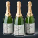 Merry Christmas Birch Trees and Red Cardinal Birds Sparkling Wine Label<br><div class="desc">This modern Christmas Sparkling Wine Label features hand-drawn birch trees with red Cardinal birds perched on branches in black ink,  against an elegant sage green background. Personalise with your favourite Holiday greeting and your family name.</div>