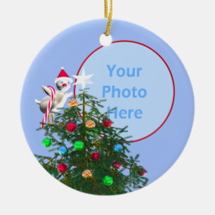 Merry Christmas Bird - Baby's First (photo frame) Ceramic Tree Decoration
