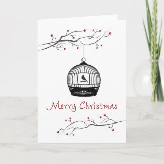 Merry Christmas Birdcage Holiday Card