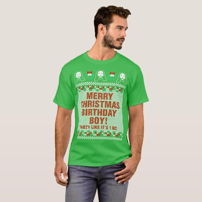 Merry Christmas Birthday Boy Jesus Ugly Sweater (Front Full)