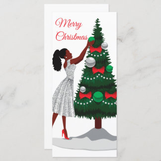Merry Christmas Black African American Woman Card