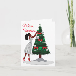 Merry Christmas Black African American Woman Note Card