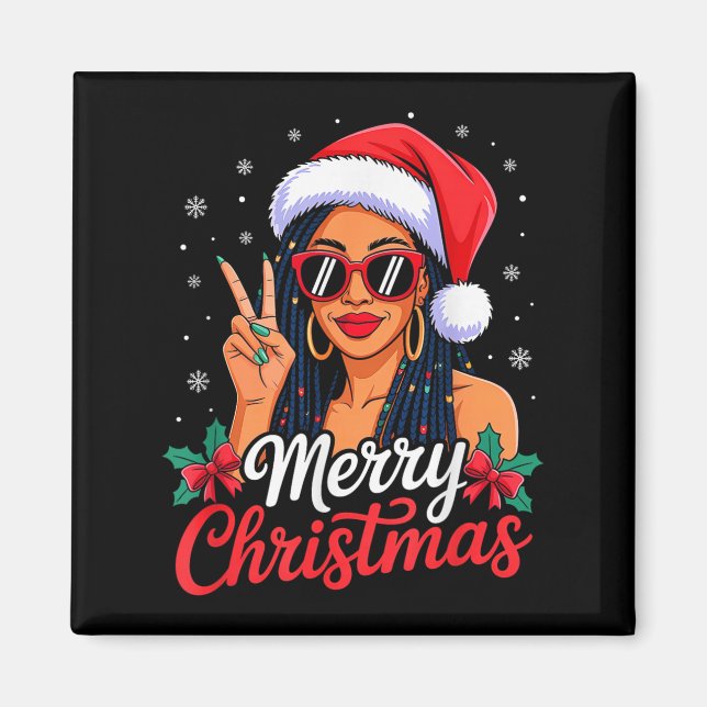 Merry Christmas Black African Girl American Melani Magnet (Front)