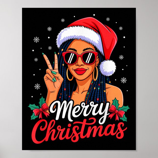 Merry Christmas Black African Girl American Melani Poster (Front)
