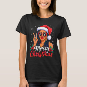 Merry Christmas Black African Girl American Melani T-Shirt