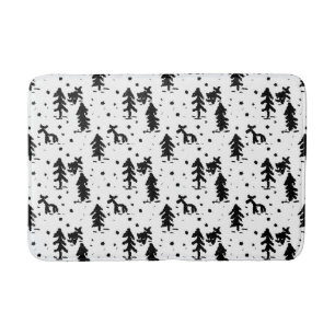 Merry Christmas! Black and white Bath Mat