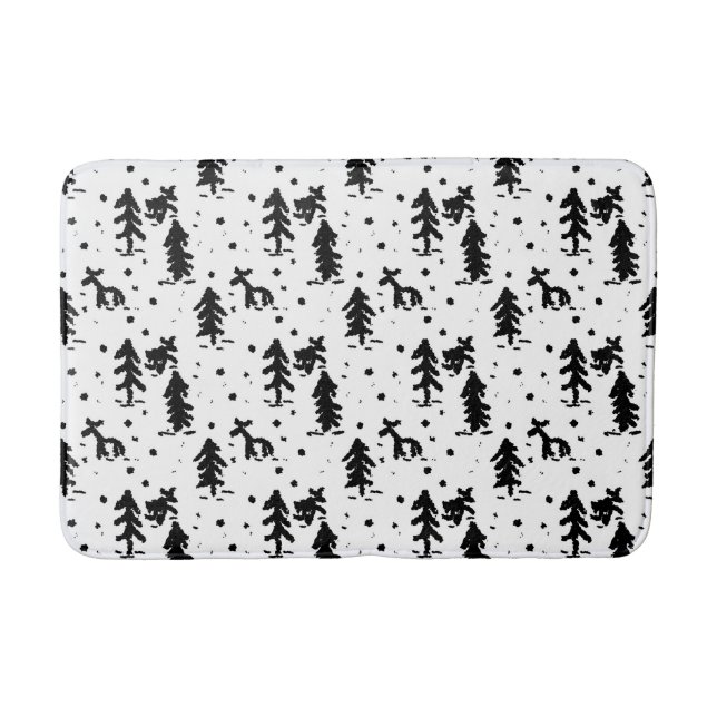 Merry Christmas! Black and white Bath Mat (Front)