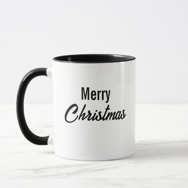 MERRY CHRISTMAS BLACK AND WHITE MUG (Left)